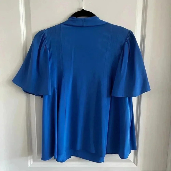 *318 Diane Von Furstenberg Cobalt Blue Silk Blouse Size small - Picture 4 of 6